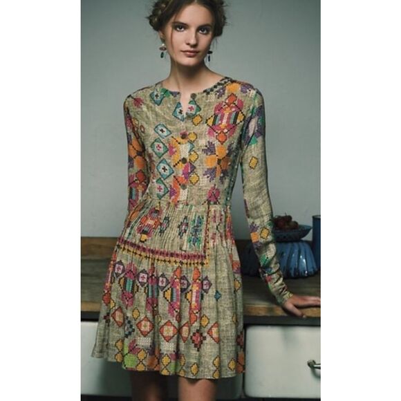 NWOT Hemant & Nandita Silk Pintucked Prima Dress, $274 - Picture 1 of 12